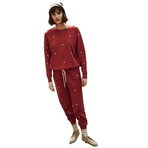 The GREAT. The College Sweatpant Embroidered Heart in Holly Women's Medium